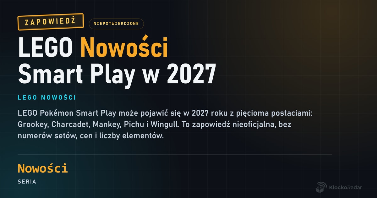 LEGO Pokémon Smart Play w 2027: nieoficjalna zapowiedź pięciu postaci